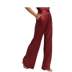 This is an authentic House Of Harlow satin Pants 100% Polyester but i feel some stretch on the material ELASTICIZED BACK Measurements as a courtesy  taken on one side unstretched SIZE LARGE Waist 15.5" Hips 25" INSEAM 32' RISE 13" TOTAL LENGTH 44" SIZE MEDIUM Waist 14.5" Hips 24" INSEAM 32' RISE 12" TOTAL LENGTH 43" SIZE SMALL Waist 13.5" Hips 23" INSEAM 32' RISE 12" TOTAL LENGTH 42" ALL my items has been bought on departments stores so they may been try on"s, returns, exchanges or have some shelf life If is any professional pictures please note that some times they NOT exactly as the piece im selling ALWAYS follow my own pictures If you have any question please e mail me Thank you for visiting my store Casa D'Clothes Red Silk Bottoms For Evening, Chic Red Silk Bottoms, Red Silk Evening Bottoms, Sleek Satin Pants, Wide Leg Silk Pants With Pockets, Sleek Satin Pants For Work, Sleek Satin Straight Pants, High-waisted Satin Pants For Work, Red Satin Bottoms