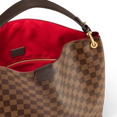 LOUIS VUITTON® - Graceful Mm - Ebène Louis Vuitton Graceful Mm, Louis Vuitton Graceful, Lightweight Bag, Louis Vuitton Official, Louis Vuitton Damier Ebene, Damier Ebene, No Name, Name Tag, Natural Leather