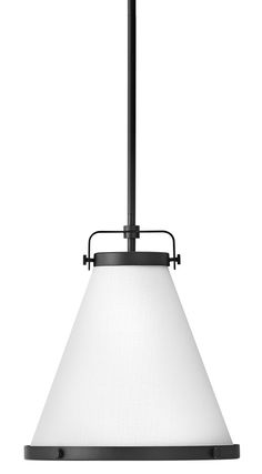 a light fixture with a white shade hanging from it's side, on a white background