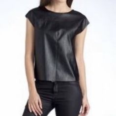 Nwot Faux Leather Top Can Be Dressed Up Or Worn Casually. Such A Classy Staple Piece. 15.5” Pit To Pit 21” Length New Condition Flo Outfits, Leather T Shirt, Cloth Coat, Leather Clothes, Cloth Diy, Shirt Outfits, Faux Leather Top, After All This Time, All This Time