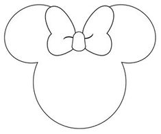 a minnie mouse head with a bow on it's side, drawn in black and white