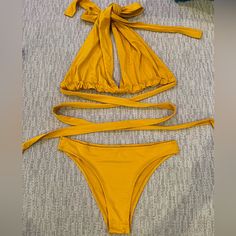 Nwot Canary Yellow Multi Way Wrap Bikini Swimsuit Size Medium, Top Can Be Tied Many Ways New But Came With No Tags, Don’t Remember Where I Purchased This From Riot Frankie’s Zara Pretty Little Thing House Of Cb Cross-tied Swimwear For Vacation, Fitted Cross-tied Swimwear For Vacation, Cross-tied Stretch Swimwear For Beach, Solid Color Cross-tied Swimwear For Summer, Fitted Cross-tied Swimwear For Sunbathing, Fitted Cross-tied Beachwear Swimwear, Fitted Cross-tied Summer Swimwear, Summer Cross-tied Swimwear For Beach Party, Cross-tied Swimwear For Summer Beach Party