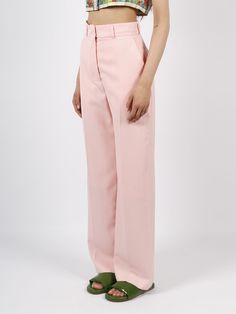 100% Virgin wool Wool Full Length Pants For Spring, Full Length Wool Pants For Spring, Full-length Wool Bottoms For Spring, Wool Full-length Bottoms For Spring, Wool Full Length Bottoms For Spring, Spring Wool Bottoms, Wool Spring Bottoms Full Length, Classic Pink Formal Bottoms, Spring Formal Wool Pants