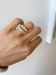 Six Stone Diamond Ring Yellow Gold | Jane Pope Jewelry Diamond Stackable Rings With Bezel Setting, Stackable Round Moissanite Jewelry, Gold Wedding Stack, Diamond Ring Yellow Gold, Alternative Wedding Rings, Stone Diamond Ring, Future Engagement Rings, Diamond Rings Design, Put A Ring On It