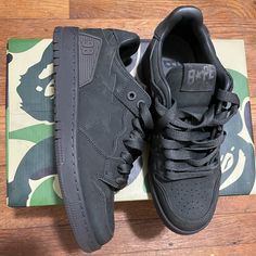 Worn Once 2022 Bape Bathing Apple Triple Black Sneakers Worn Once Size 8 Sold Out High Demand Last Listing Price $784 Open To Offers Shoes Bape, Bape Shoes, Bape Black, Triple Black, Black Sneakers, Mens Shoes Sneakers, Men's Shoes, Shoes Sneakers, Man Shop