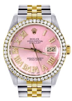 Womens Rolex Datejust Watch 16233 | 36Mm | Pink Roman Dial | Jubilee B Cheap Jubilee Bracelet, Luxury Pink Diamond Watch For Women, Luxury Classic Pink Diamond Watch, Luxury Pink Automatic Watches, Pink Diamond Watch With Diamond Hour Markers, Classic Pink Round Watch, Elegant Pink Watch With Date Display, Classic Pink Diamond Watch With Round Dial, Pink Watch With Diamond Hour Markers