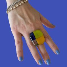 Statement ring, geometric ring, fused glass ring, unique jewelry. are you ready  Express your individuality with this beautiful cocktail ring. Layer upon layer of colourful fused glass. Height 1.4 inch or 3.6 centimetres Width 1.2 inch or 3.2 centimetres. You won't be on your own for long anywhere with this conversation starter.  Look glamorous and be the center of attention always. I am convo friendly and welcome your comment. Leanne Modern Resin Jewelry For Party, Modern Resin Jewelry For Parties, Bold Resin Jewelry For Gifts, Bold Resin Jewelry For Gift, Modern Rectangular Glass Jewelry, Modern Handmade Rings For Party, Modern Resin Ring Jewelry, Bold Geometric Jewelry For Gifts, New Year Fashion