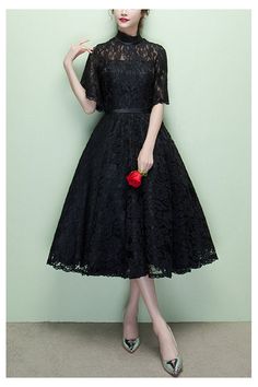 10% off now! vintage black lace midi homecoming dress with sleeves online. Sheprom offers formal, party, casual & more style dresses to fit your special occasions. Black Lace Evening Dress For Banquet, Black Midi Dress For Wedding And Prom Season, Black Lace Dress For Banquet, Lace Tea Length Evening Dress, Fitted Black Lace Dress For Banquet, Black Lace Midi Dress For Wedding, Black Lace A-line Evening Dress, Elegant Black Lace Prom Dress, Knee-length Lace Evening Dress For Prom