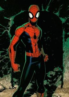 the amazing spider - man is standing in front of a black background