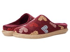 Toni Pons Miri-HF - Women's Shoes : Burgundy : Show your feet some love wearing the Toni Pons Miri-HF. Textile upper, lining, and insole. Embroidered heart design on the upper. Slip-on construction. Round-toe silhouette. Textile and synthetic ousole. Imported. Imported. Measurements: Weight: 11 oz Product measurements were taken using size 39 (US 8-8.5), width M. Please note that measurements may vary by size. Weight of footwear is based on a single item, not a pair. Comfortable Slip-ons With Woven Sole, Flat Mules With Cushioned Footbed, Comfortable Flat Clogs With Rubber Sole, Comfortable Flat Mules With Cushioned Footbed, Slip-on Felt Clogs With Rubber Sole, Comfortable Clogs With Textured Sole And Flat Heel, Comfortable Clogs With Textured Footbed And Flat Heel, Felt Clogs With Rubber Sole Slip-on, Comfy Slip-on Clogs With Rubber Sole