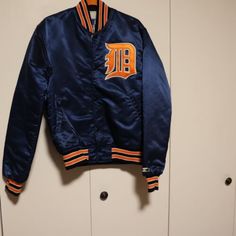 (eBay) Find many great new & used options and get the best deals for Vintage 90s Detroit Tigers Satin Jacket Starter Size M Made in USA at the best online prices at eBay! Free shipping for many products! Fitted Casual Sport Coat For Streetwear, Casual Fitted Sport Coat For Streetwear, Retro Fall Outerwear For Streetwear, Vintage Winter Sport Coat For College, Retro Winter Track Jacket For College, Retro Track Jacket For Winter College Wear, Retro Track Jacket For College In Winter, Vintage Varsity Jacket With Ribbed Cuffs For Fall, Vintage Fall Varsity Jacket With Ribbed Cuffs