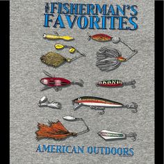 the fisherman's favorites american outdoorss t - shirt is shown in grey