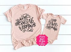 Raising Wildflowers shirt, Wildflower shirtWelcome to Shop Tee Shirts 4 U!Listing is for 1 shirt.HOW TO ORDER1. Choose your size.2. Choose your Shirt Color. If you don't see the color you are looking for please message me there are many other colors available.Peach Triblend And Mauve Triblend are NOT available in a newborn bodysuit.All shirt styles, colors, fabric content and measurements are in the pictures.Since all shirts are made to order I do not accept returns or exchanges. If there is is Mother Daughter Shirts Ideas, Mother And Daughter Shirts, Raising Wildflowers, Mother Daughter Shirts, Mommy And Me Shirts, Birthday Squad Shirts, Bff Shirts, Newborn Bodysuit, Papa Shirt