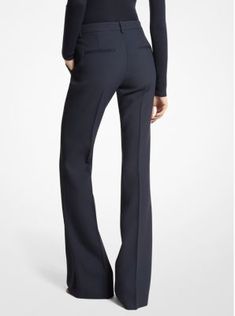 Crafted in Italy and designed with a flat front and elongated flared leg, our Haylee trousers are sharply tailored for a streamlined silhouette. Finished with side pockets and crisp pleats down the front, they look chic paired with platform heels and a cashmere sweater or blazer. Elegant Flare Bottoms For Formal Occasions, Elegant Tailored Flare Bottoms, Semi-formal Sleek Full-length Bottoms, Sleek Full Length Wide Leg Pants With Belt Loops, Classic Fitted Flare Dress Pants, Evening Pants With Pressed Crease For Fall, Chic Fitted Dress Pants With Straight Hem, Chic Fitted Pants With Straight Hem, Elegant Fitted Flare Pants