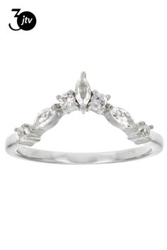 0.28ctw Marquise & 0.17ctw Round Lab Created White Sapphire Platinum Over Sterling Silver Enhancer Ring. Measures approximately 0.68"L x 0.19"W. Not sizeable. Enhancer will be able to surround ovals measuring 8x6mm. Enhancer Ring, Ring Enhancer, White Lab, White Sapphire, Platinum, Sapphire, Lab, Sterling Silver, Ring