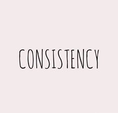 the word constistency written in black ink on a white background