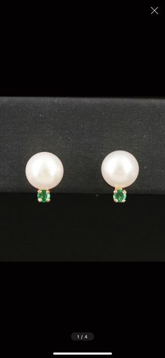 Here's the revised listing with the new description: 14k Pearl with Natural Emerald Studs Description: A must for every jewelry lover's collection - 14k solid gold cultured pearls with unique natural emerald accents. Pearls are a classic staple that are perfect for any occasion - these are unique and eye-catching, with a fun twist and pop of color from the emerald green accent! This piece, like all our jewelry, is a rare find—once it's gone, it's gone. Choosing this piece is a win-win: You'll st Classic Green Pearl Drop Jewelry, Green Round Classic Pearl Earrings, Emerald Studs, Help The Environment, Accessories Jewelry Earrings, Caicos Islands, Natural Emerald, Jewelry Lover, Turks And Caicos Islands