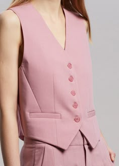 Gelso Waistcoat - Rose Vest The Frankie Shop Waist Coat For Women, Pink Waistcoat, Fitted Waistcoat, Waistcoat Woman, Dressy Casual Outfits, Rose Fashion, Suiting Fabric, The Frankie Shop, Frankie Shop