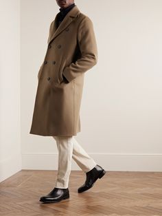 Loro Piana’s overcoat is the perfect combination of functionality and style. It's been made in Italy from incredibly soft cashmere and treated with the brand’s Rain System® that protects the fabric from water and stains. It has a smart, double-breasted front and satin-twill butterfly lining. Mens Double Breasted Coat, Business Long Cashmere Wool Coat, Business Cashmere Long Wool Coat, Cashmere Long Coat For Business, Classic Long Cashmere Coat, Luxury Long Cashmere Coat, Luxury Cashmere Outerwear For Business Casual, Timeless Cashmere Outerwear For Winter, Luxury Cashmere Business Casual Outerwear