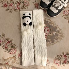 Color: White Fur Ball Panda Gyaru Aesthetic, Style Socks, Cute Autumn, Foot Socks, White Socks, White Fur, White Sock, Gyaru, Ankle Socks