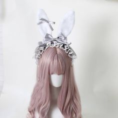 Color: Wine red•Black•Light blue•Light pink•Light purple•Royal blue•Light gray•Beige• Orange pinkHandmade bear headband. Bear Headband, Bunny Ear Headband, Bunny Ears Headband, Ear Headbands, Bunny Ear, Pink Light, Lolita Dress, Cute Bunny, Black Light