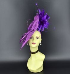 ✿*.Key Features.*✿ This is a large British thing style fascinator. It is made of large sinamay base, trimmed feathers, special shape quills and headband that might conceivably strike your fancy flaunting and bobbing on your head when you takes a notion to go to a special occasion. Whether you're conservative or even a little garish, it is the most fun accessory you will ever wear to a wedding, an afternoon garden party or the horse races. Fascinator size: From front to back: 13.75"(35cm) From left to right: 16.5"(39.5cm) If you want other colors in this style, just search the same item code in my store, you will find them. ✿*.Tip.*✿ ❣️If you want a customized piece, please follow the instructions below: 🔹Present style of hat or fascinator you would like from the store, with additional pho Purple Feathered Headpieces, Elegant Purple Feathered Headpiece, Purple Mini Hats With Feathers For Kentucky Derby, Purple Feather Fascinator For Wedding, Purple Feather Mini Hat For Wedding, Purple Feathered Headpieces For Kentucky Derby, Purple Feathered Mini Hat For Wedding, Purple Feathered Wedding Fascinator, Purple Feathered Mini Hats For Kentucky Derby