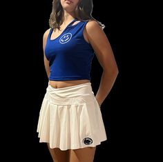 This is for the skirt only.  Skirt comes complete with built in shorts and a phone pocket.  Show your Penn State pride.  Can be made in different sizes upon request Casual Tennis Pleated Mini Skirt, Casual Pleated Mini Skirt For Tennis, Casual Summer Tennis Pleated Skirt, Casual Mini Pleated Tennis Skirt, Casual Short Mini Skirt For Tennis, Casual Mini Tennis Dress With Pleated Skirt, Casual Short Pleated Tennis Dress, Sporty Cotton Pleated Tennis Skirt, Casual Mini Skirt Tennis Dress For Summer