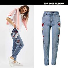 With the print patterns, this type of pant belongs to fashionable style. This type of pant belongs to slim fit type, which can let the girls and ladies wearing it taller and thinner. You can wear it to go shopping, visit and so on. I¡¯m sure you will like it.Material: DenimColors: BlueSize: XS, S, M, L, XL, 2XLWaistline: High WaistPocket: YesPattern: PrintFit Type: SlimOccasion: Casual, Street, ClubSeason: Sprint and AutumnClose Type: Zipper Trendy Embroidered Cotton Pants, Trendy Straight Leg Pants With Floral Embroidery, Trendy Embroidered Straight Leg Pants, Casual High Waist Pants With Floral Embroidery, Trendy Embroidered Pants For Fall, Spring Floral Embroidered Pants, Spring Ankle-length Jeans, Trendy Fitted Jeans With Floral Embroidery, Trendy Floral Embroidered Fitted Jeans