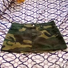 Nwot Los Angeles Apparel Micro Mini Denim Skirt Camo, Fits Like A Small I'm Selling Because It's Not My Style Camo Fits, Los Angeles Apparel, Camo Mini Skirt, Mini Denim Skirt, Camo Skirt, Sewing Tutorials Clothes, Micro Mini, Green Brown, Green And Brown