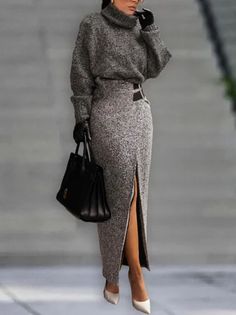 Outfit Chic, Grey Sweater Dress, Classy Casual Outfits, Style Mistakes, Fall Fashion Outfits, Mode Inspiration, Winter Fashion Outfits, Elegant Outfit, Look Chic