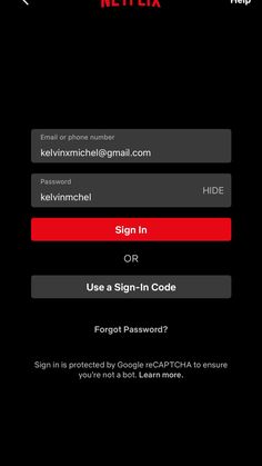 the sign in screen for netflix's new app
