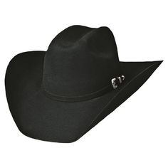 This cowboy hat is a fashionable basic from Bullhide constructed from 8X Felt with a cattleman's crease on the crown to enhance your look. The decorative hatband features a silver buckle, tip, and keeper. The low-profile brim is 4" wide, and the crown is 4 3/8" high, perfect for the show ring or casual wear. Since we no longer custom crease, all hats come hand creased in a standard cattleman's crease style on the crown; they may be different than pictured.Low profile brim 8X Fur Blend FeltSelf-b Western Wide Brim Hat With Rigid Fit, Western Style Wide Brim Rigid Hat, Rigid Wide Brim Western Hat, Western Curved Brim Hat For Rodeo, Western Style Rigid Brimmed Top Hat, Western Style Brimmed Top Hat, Western Riding Hat With Curved Brim, Western Hat Band For Rodeo With Curved Brim, Western Curved Brim Hat Bands For Rodeo