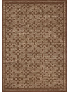 a brown and white rug with squares on it