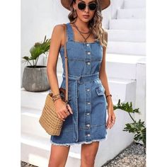 SHIPS TO USA ONLY FREE SHIPPING SHIPPING 5-10 BUSINESS DAYS "Unleash your casual coolness with our Summer Casual Denim Dress. Designed for maximum comfort and style, it features a button-up front and raw hem. Perfect for laid-back summer days, this dress will be your go-to for a relaxed and effortless look. (Bonus: It's versatile enough to dress up or down. Score!)" Features: Buttoned Stretch: No stretch Material composition: 85% cotton, 15% polyester Care instructions: Machine wash cold. Tumble Non-stretch Cotton Denim Dress With Buttons, Casual Medium Wash Mini Denim Dress, Casual Washed Blue Mini Denim Dress, Summer Washed Blue Denim Dress With Buttons, Casual Dark Wash Buttoned Denim Dress, Trendy Denim Beach Dress, Casual Dark Wash Denim Dress With Buttons, Cotton Denim Dress With Button Closure For Day Out, Casual Dark Wash Denim Dress With Button Closure