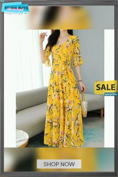 Women's Casual Dress Sheath Dress Swing Dress Floral Print V Neck Maxi Dress Active Fashion Outdoor Daily 3/4 Length Sleeve Regular Fit Black Yellow Red Spring Summer M L Xl Xxl 3xl Yellow Half Sleeve Spring Dress, Yellow Half Sleeve Dress For Spring, Fitted Half Sleeve Maxi Dress For Beach, Fitted Maxi Dress With 3/4 Sleeves For Summer, Daily 3, V Neck Maxi Dress, Dress Sheath, Dress Floral, Women's Casual