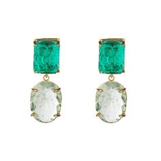 Indulge in the captivating beauty of our Rita Earrings, a stunning combination of natural charm and artistic design. The green quartz, meticulously carved into a rectangular shape, adds a unique and eye-catching element to these earrings. What makes these earrings truly exceptional is the removable green amethyst drop. This versatile feature allows you to customize your look, whether you prefer the elegance of the green quartz alone or the added touch of sophistication with the green amethyst dr Luxury Carved Earrings, Luxury Carved Earrings For Formal Occasions, Elegant Carved Earrings For Formal Occasions, Luxury Green Gemstone Earrings, Elegant Carved Drop Earrings, Luxury Green Rectangular Stone Jewelry, Elegant Rectangular Earrings With Gemstone Accents, Modern Green Amethyst Jewelry, Elegant Rectangular Gemstone Accent Earrings