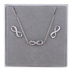 Boxed Cubic Zirconia Silver Infinity Jewellery Set - D&X Retail Infinity Top, Infinity Earrings, Infinity Jewelry, Infinity Pendant, Earrings And Necklace, Infinity Necklace, Meaningful Jewelry, Infinity Symbol, Endless Love