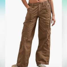 Womens Baggy Pants Cargo Pants Low Waist Jeans Y2k Parachute Pants 90s Aesthetic Clothes Wide Leg Trousers Gothic Utility Track Pants Brown. Never Worn. Lighter Brown Thin Material. Y2k Wide Leg Relaxed Fit Bottoms, Y2k Wide Leg Bottoms With Relaxed Fit, Y2k Style Wide Leg Relaxed Fit Bottoms, 90s Relaxed Fit Wide Leg Bottoms, 90s Style Relaxed Fit Wide Leg Bottoms, 90s Style Bottoms With Pockets For Fall, 90s Wide Leg Parachute Pants With Pockets, 90s Baggy Bottoms With Cargo Pockets, 90s High Waist Fall Cargo Pants