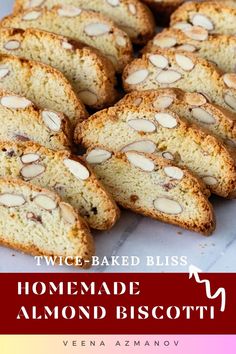 homemade almond biscotti bread with text overlay