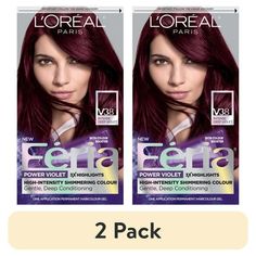 L'Oreal Paris Feria Multi-Faceted Shimmering Permanent Hair Color, V38 Violet Noir, Female 1 Kit, With L'Oreal Feria, what you see is the shimmer. Multi-Faceted shimmering color with 3X highlights delivers intensified, brilliant results. Inspired by fashion, Feria offers a twist on the traditional and gives edgy hair color - from bright red, platinum blonde, rose gold, metallic brown, to blue black hair color, these hair dye kits will transform your hair. Feria's prismatic color spectrum is cust Hair Packaging, Blue Black Hair Color, Edgy Hair Color, Magenta Hair, Blue Black Hair, Edgy Hair, Color Spectrum, Permanent Hair Color, Platinum Blonde