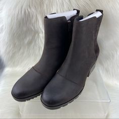 Nwt Sorel Cate Waterproof Booties Size 11 W Color Dark Brown See Pictures For Measurements Please K Sorel Cate, Brown Wedge Boots, Leather Snow Boots, Fur Ankle Boots, Short Ankle Boots, Maroon Leather, Brown Leather Ankle Boots, Chelsea Ankle Boots, Studded Boots