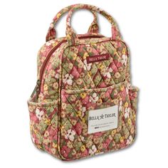 AUTUMN GARDEN FLORAL: A charming feedsack-inspired floral print on 100% cotton. Features rich, deep reds and soothing greens, accented by touches of yellow and light cream. Handbags and wallets are lined with 100% cotton.ON-THE-GO: Zip up your favorite foods, snacks, and a beverage or two in the 9" high, 7" wide, and 3.5" deep main compartment of the Lunch Tote. From picnics to work, you can bring your lunch anywhere in this lightweight yet durable bag!FOOD SAFE PEVA: Pack your lunch without a w Cotton Travel Bag With Floral Print, Travel Cotton Bag With Floral Print, Travel Bag With Floral Print In Cotton, Vintage Green Cotton Bag, Garden Lunch, Budget Wallet, Pack Your Lunch, Phone Wristlet, Creative Things