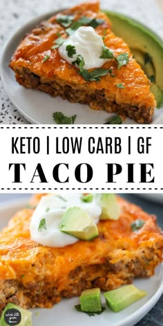 two plates with taco pies on them and the words keto i low carb i gf