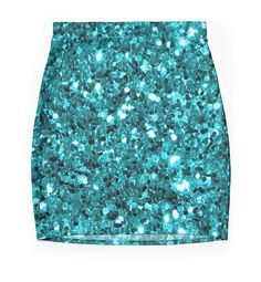 Super stretchy and durable polyester mini skirt. Vibrant, high-quality sublimation print across the front and back. Size range XXS-2XL. This design features simulated teal sparkling glitter confetti complemented by flecks of light. NOTE: This is a flat printed design and is NOT actual confetti. This fun digital design was created to give the appearance of real confetti. Ideal gift for that girly girl in your life! © CiaoBellaLtd ™ | All Rights Reserved Glitter Mini Skirt, Sparkle Skirts, Teal Skirt, Glitters Skirt, Sparkle Skirt, Glitter Confetti, Blue Sparkles, Sparkles Glitter, Skirt Design