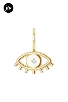 14K yellow gold 0.02ctw round diamond accent evil eye charm pendant. Yellow Gold Round Pendant Jewelry With Diamond Eyes, Yellow Gold Round Jewelry With Diamond Eyes, Yellow Gold Pendant Jewelry With Diamond Eyes, Symbolic Yellow Gold Jewelry With Diamond Eyes, Symbolic Diamond Charms Jewelry, Yellow Gold Diamond Evil Eye Jewelry, Yellow Gold Diamond Jewelry With Evil Eye, Diamond Evil Eye Jewelry In Yellow Gold, Modern White Gold Jewelry With Diamond Eyes