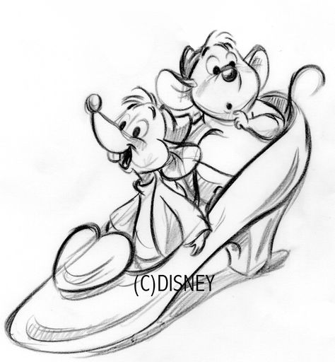 Jaq and Gus. Disney Gus Gus Tattoo, Cinderella Mouse Drawing, Disney Sketch Tattoo Sleeve, Cinderella Mouse Tattoo, Cute Disney Sketches, Cinderella Tattoo Ideas, Jaq Cinderella, Steve Thompson Disney, Gus Cinderella