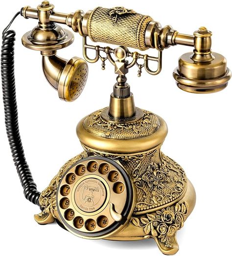 Candlestick Telephone, Dial Phone, Rotary Dial Phone, Antique Phone, Vintage Phone, Rotary Phone, Golden Design, Retro Phone, Vintage Phones