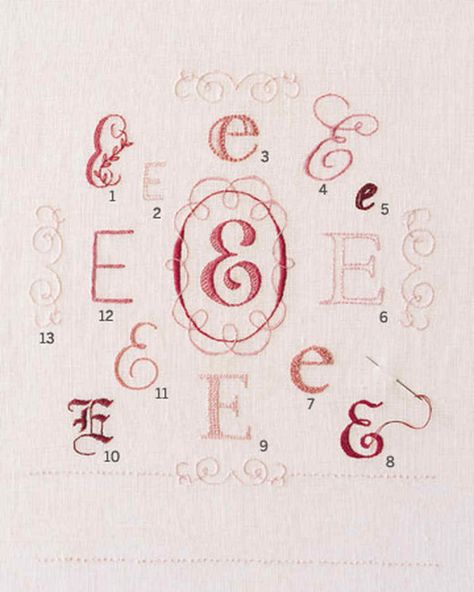 Embroidery How-To | Martha Stewart Typography Book, Embroidery Letter, Basic Embroidery Stitches, Embroidery Letters, Embroidery Tutorial, Embroidery Monogram, Thread Painting, House Things, Personalized Embroidery