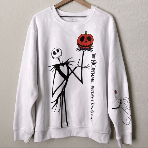 Disney Tim Burton’s The Nightmare Before Christmas Pumpkin Halloween Pullover Sweatshirt White 60% Cotton 40% Polyester Size 2x Approximate Measurements Flat Lay: Pit To Pit- 23” Length- 28” New Without Tag! Never Worn. 8.14.1 Nightmare Before Christmas Shirt Ideas, Halloween Hoodie Ideas, The Nightmare Before Christmas Pumpkin, Halloween Wishlist, Tshirt Prints, Nightmare Before Christmas Pumpkin, Matching Hoodies For Couples, Nightmare Before Christmas Wallpaper, Nightmare Before Christmas Shirts