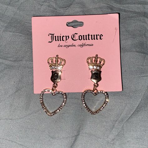 Juicy Couture Earrings, Brand New Never Used! 2000s Jewelry, Couture Earrings, Juicy Couture Earrings, Girly Apartment Decor, My Shopping List, Juicy Couture Jewelry, Big Three, 2000s Fashion Outfits, Couture Jewelry